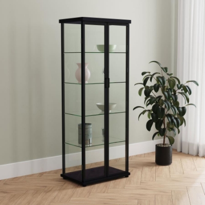Show details for Black LED Display Curio Cabinet - L 24 X W 16.75 X H 64.25 Picture of Black LED Display Curio Cabinet - L 24 X W 16.75 X H 64.25