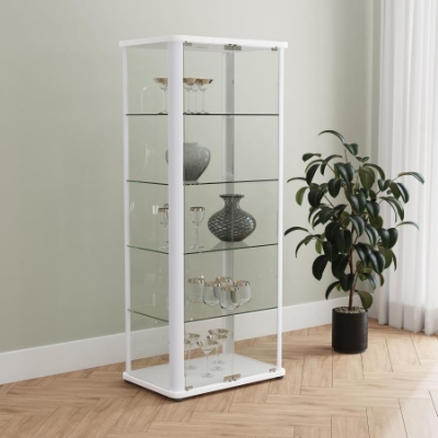Show details for White LED Display Curio Cabinet - L 27 X W 16.25 X H 64.25 Picture of White LED Display Curio Cabinet - L 27 X W 16.25 X H 64.25
