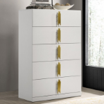 Picture of 35.5"W x 53"H White/Gold Finish Chest
