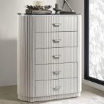 Picture of 39"W x 49"H Light Gray Vertical Reeded with Silver Line Accent Chest