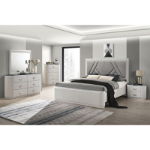 Picture of 39"W x 49"H Light Gray Vertical Reeded with Silver Line Accent Chest