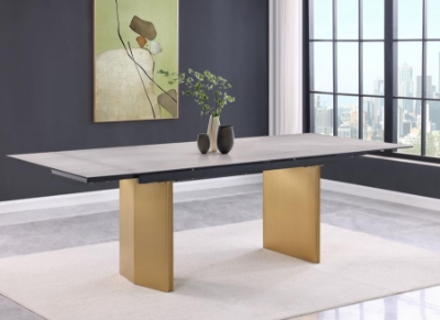 Show details for 72.75"-96.75" Extendable Dining Table Beige Picture of 72.75"-96.75" Extendable Dining Table Beige