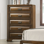 Picture of 34.5"W x 51.2"H Brown Finish Solid Wood, Wood Veneer Chest