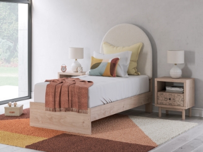 Show details for Twin Upholstered Panel Bed with Storage or Without Storage Picture of Twin Upholstered Panel Bed with Storage or Without Storage