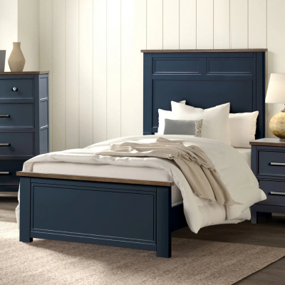 Show details for Blue/Dark Brown Engineered Wood, Pinewood Bed Picture of Blue/Dark Brown Engineered Wood, Pinewood Bed