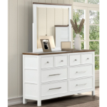 Picture of White/Dark Brown or Blue/Dark Brown Finish Dresser and Mirror