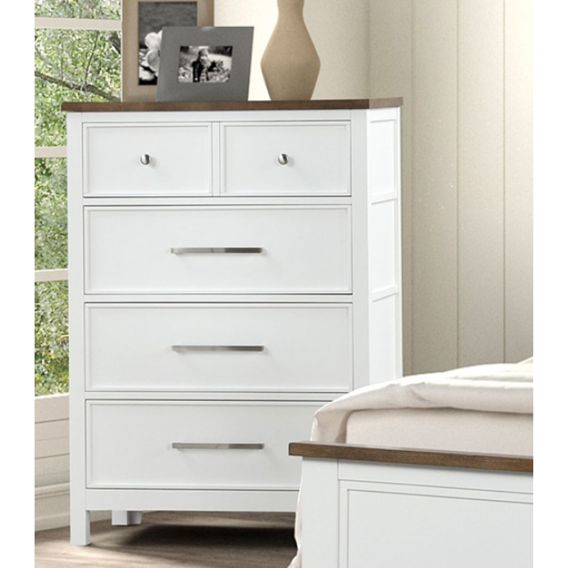Picture of 34"W x 48"H White/Dark Brown or Blue/Dark Brown Finish Chest