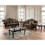 Picture of Dark Cherry/Brown Material Leatherette Tufted Loveseat