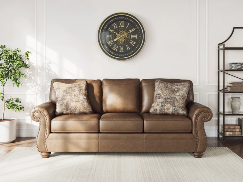 Picture of Faux leather traditional sofa