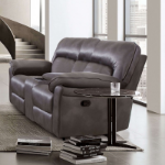 Picture of Dark Gray Leatherette Manual Recline Loveseat