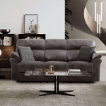 Picture of Dark Gray Leatherette Manual Sofa, Loveseat and  Glider Recliner