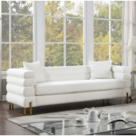 Picture of White/Gold Material Boucle, Solid Wood Sofa, Loveseat and Chair