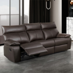 Picture of Brown Material Leather Manual Manual Recline Sofa, Recline Loveseat and Recline Chair