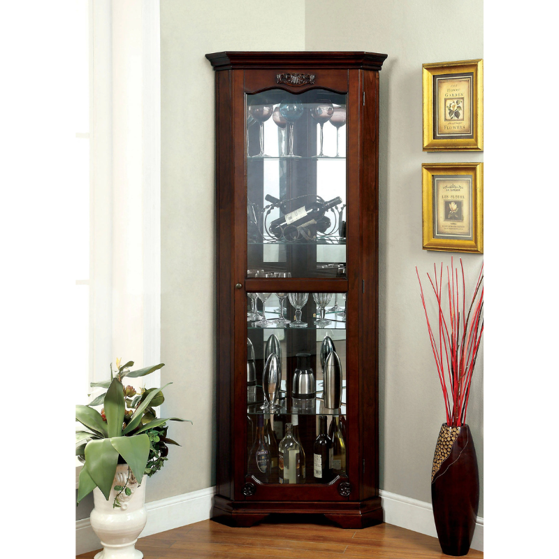 Picture of Walnut Framed Glass Door Curio - 27 1/2"W X 17 1/4"D X 72"H