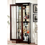 Picture of Dark Walnut Sliding Door Material Tempered Glass Curio - 28 1/2"W X 14 1/2"D X 75"H