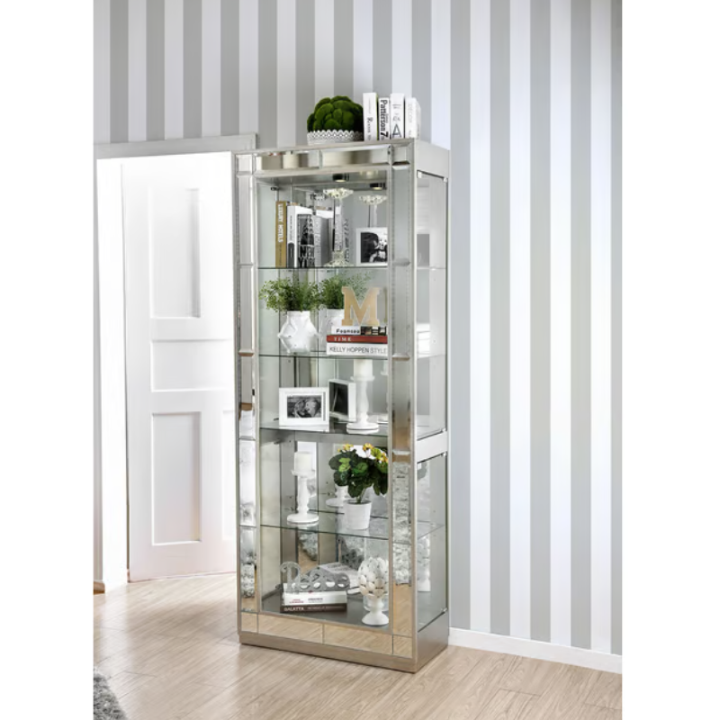 Picture of 5-tier Shelf Material Glass, Solid Wood Curio Cabinet - 31"W X 14"D X 78"H