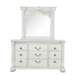 Picture of Silver Brushed Material Engineered Wood Dresser and Mirror w/ Jewelry Box