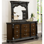 Picture of Silver Brushed Material Engineered Wood Dresser and Mirror w/ Jewelry Box