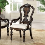 Picture of Dark Brown Material Engineered Wood Side Chair, Arm Chair and 80"-112" Extendable Leaf Dining Table 9pc Set