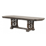 Picture of Dark Brown Material Engineered Wood Side Chair, Arm Chair and 80"-112" Extendable Leaf Dining Table 9pc Set