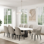 Picture of Luxurious Leatherette Solid Beech Wood Frame Stained in Black Dining Arm Chair