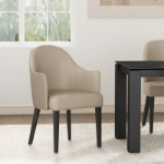 Picture of Luxurious Leatherette Solid Beech Wood Frame Stained in Black Dining Arm Chair