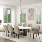 Picture of Luxurious Leatherette Solid Beech Wood Frame Stained in Black Dining Arm Chair