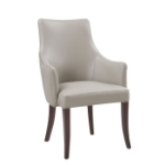 Picture of Light Grey, Taupe Velvet Dining Armchair with Beech Wood Legs