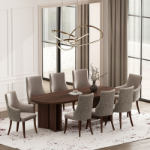 Picture of Dark Walnut Solid Beech Wood Frame Dining Arm chair