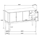 Picture of 52" x 35.75" Inch 4-door Dining Sideboard Server with Shelves Ash Brown
