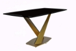 Picture of 55"/62"/71" Dining Table with Rectangular Tabletop with Gold/Black Stainless Steel Base