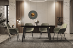 Picture of 55"/62"/71" Dining Table with Rectangular Stone/Glass Wide Tabletop with Black Steel Legs