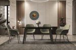Picture of 55"/62"/71" Dining Table with Rectangular Stone/Glass Wide Tabletop with Black Steel Legs