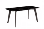 Picture of 55"/62"/71" Dining Table with Rectangular Stone/Glass Wide Tabletop with Black Steel Legs