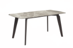 Picture of 55"/62"/71" Dining Table with Rectangular Stone/Glass Wide Tabletop with Black Steel Legs