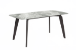 Picture of 55"/62"/71" Dining Table with Rectangular Stone/Glass Wide Tabletop with Black Steel Legs