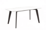 Picture of 55"/62"/71" Dining Table with Rectangular Stone/Glass Wide Tabletop with Black Steel Legs