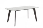 Picture of 55"/62"/71" Dining Table with Rectangular Stone/Glass Wide Tabletop with Black Steel Legs