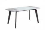 Picture of 55"/62"/71" Dining Table with Rectangular Stone/Glass Wide Tabletop with Black Steel Legs