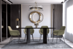 Picture of 55"/62"/71" Dining Table with a Rectangular Glass/Sintered Stone Tabletop and Stainless Steel Base