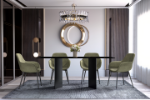 Picture of 55"/62"/71" Dining Table with a Rectangular Glass/Sintered Stone Tabletop and Stainless Steel Base