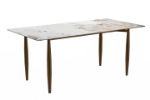 Picture of 55"/62"/71" Dining Table with Glass or Sintered Stone Rectangular Wide Tabletop with Steel Base and Legs