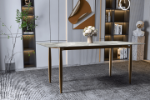 Picture of 55"/62"/71" Dining Table with Glass or Sintered Stone Rectangular Wide Tabletop with Steel Base and Legs