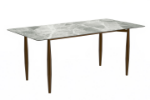 Picture of 55"/62"/71" Dining Table with Glass or Sintered Stone Rectangular Wide Tabletop with Steel Base and Legs