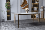 Picture of 55"/62"/71" Dining Table with Glass or Sintered Stone Rectangular Wide Tabletop with Steel Base and Legs