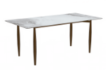 Picture of 55"/62"/71" Dining Table with Glass or Sintered Stone Rectangular Wide Tabletop with Steel Base and Legs