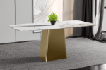Picture of 55"/62"/71" Dining Table with Sintered Stone or Glass Rectangular Top and Gold Stainless Steel Base