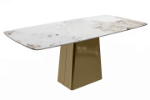 Picture of 55"/62"/71" Dining Table with Sintered Stone or Glass Rectangular Top and Gold Stainless Steel Base