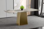 Picture of 55"/62"/71" Dining Table with Sintered Stone or Glass Rectangular Top and Gold Stainless Steel Base
