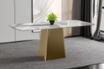 Picture of 55"/62"/71" Dining Table with Sintered Stone or Glass Rectangular Top and Gold Stainless Steel Base